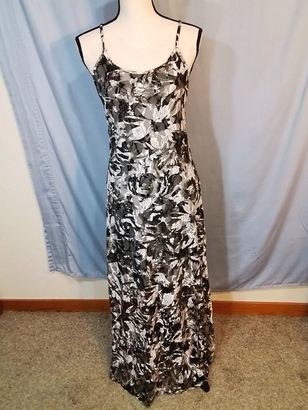 Fire Los Angeles.  Black and white maxi dress.